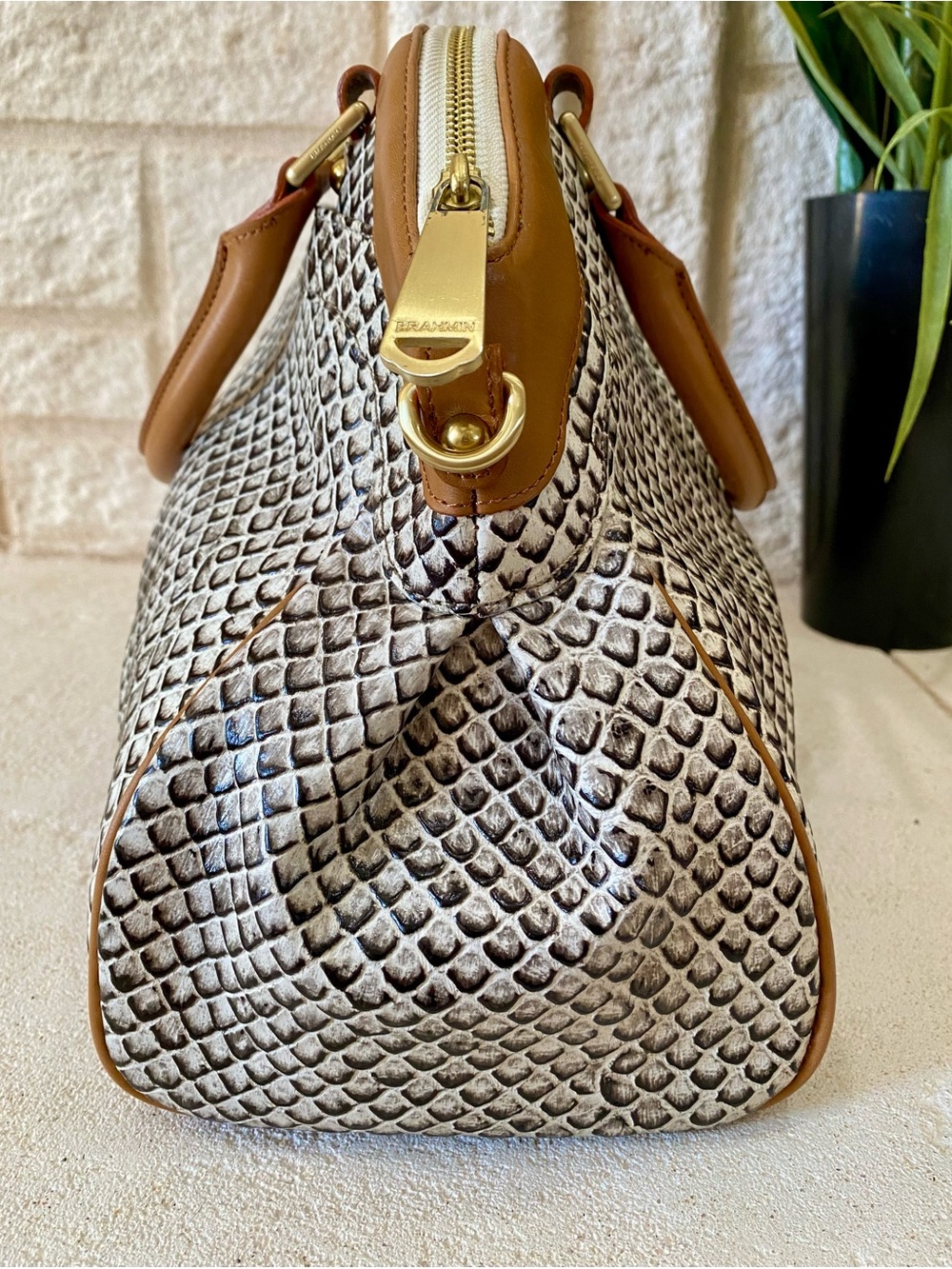 BLACK JAVA-LOUISE ROSE Brahmin Satchel - Picture 7 of 15